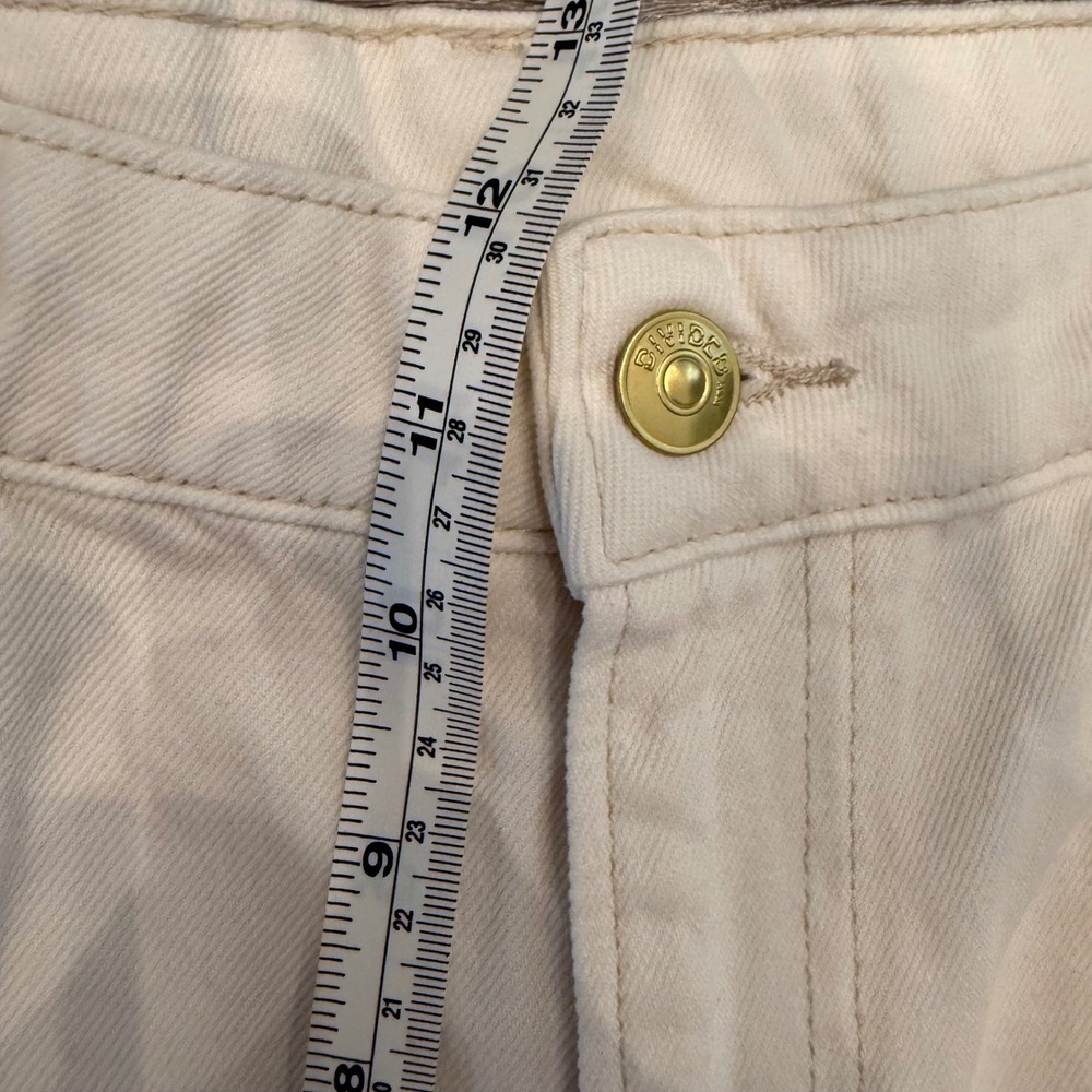 H&M Divided Wide High Waist Jeans Cream Studded Full Length Cotton 12/32 - Picture 7 of 9